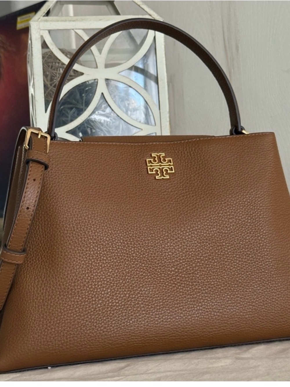 868+! New Tory Burch Britten in moose Leather Satchel and Britten cardholder